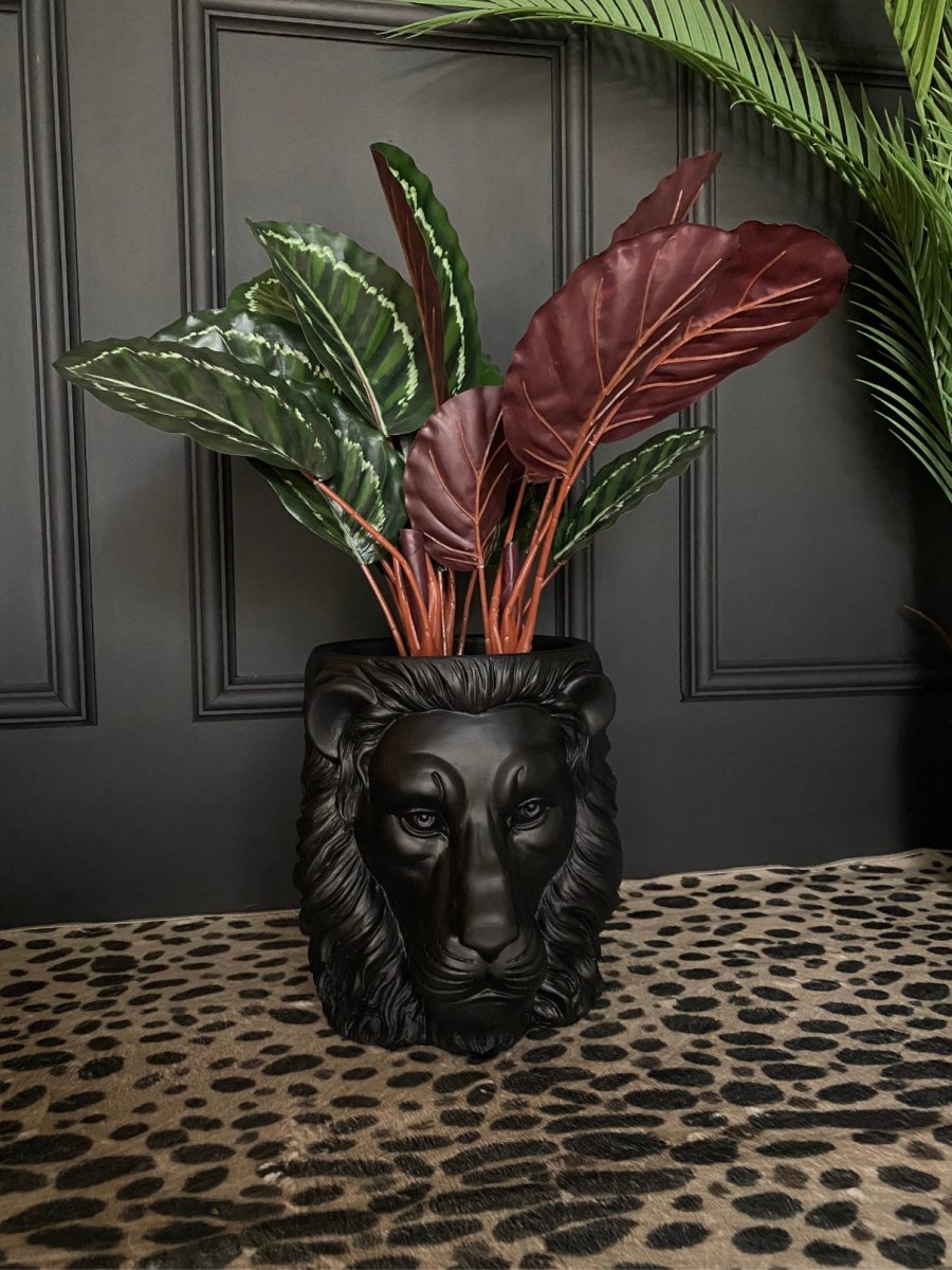 Black Lion Head Planter - Punk & Poodle