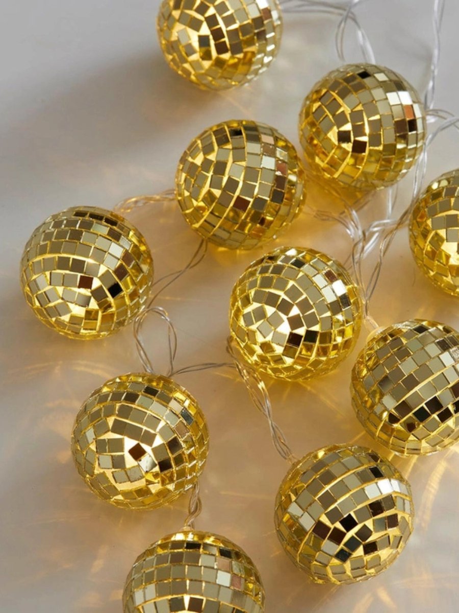 Gold Disco Balls String Lights | 1.6m - Punk & Poodle