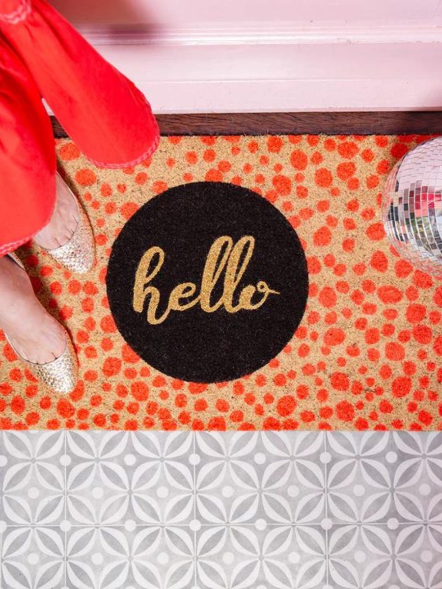 Hello Neon Dots Doormat - Punk & Poodle