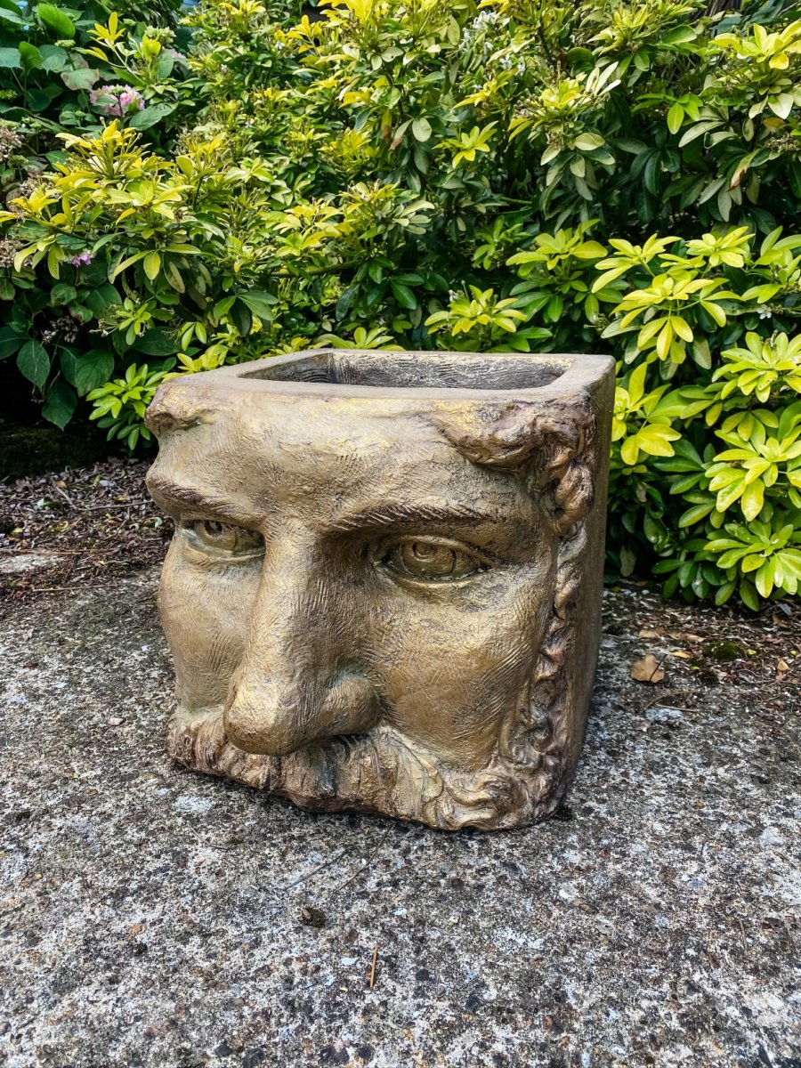 Large Antiqued Gold Classical Face Planter - Punk & Poodle