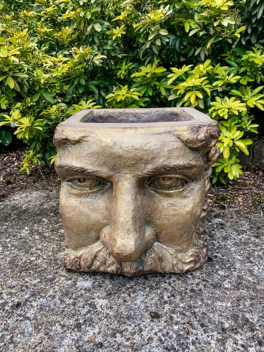 Large Antiqued Gold Classical Face Planter - Punk & Poodle