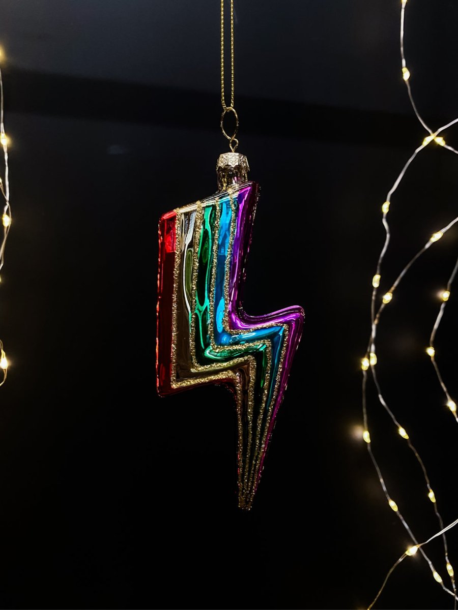 Rainbow Lightning Bolt Christmas Tree Decoration - Punk & Poodle