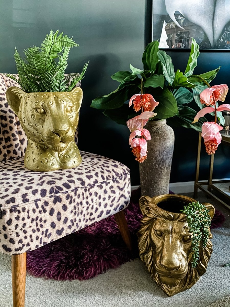 UNAVAILABLE ~ LUXE EDITION | Gold Leopard Head Planter - Punk & Poodle