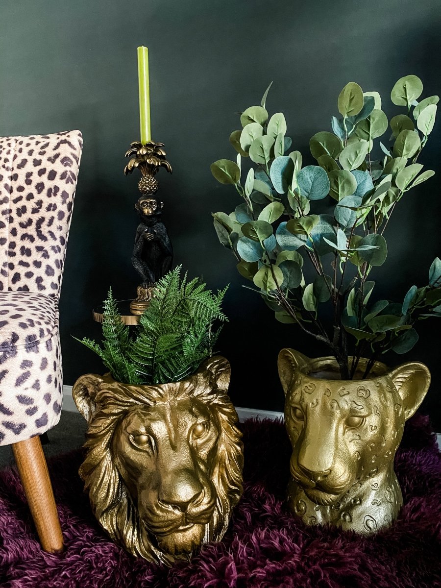 UNAVAILABLE ~ LUXE EDITION | Gold Leopard Head Planter - Punk & Poodle