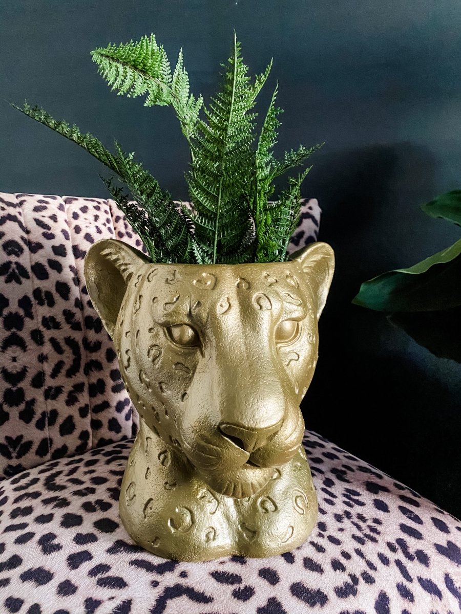 UNAVAILABLE ~ LUXE EDITION | Gold Leopard Head Planter - Punk & Poodle