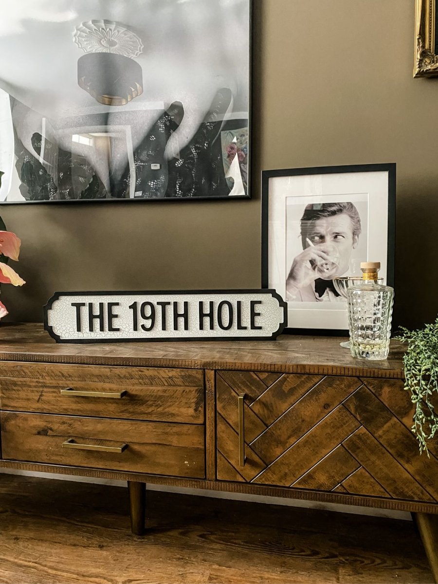Antiqued Wooden 'The 19th Hole' Street Sign - Punk & Poodle
