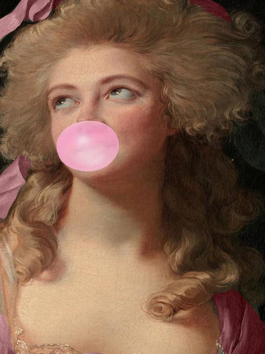 Bubble Gum Madame Mauve | Round Panel Art - Punk & Poodle