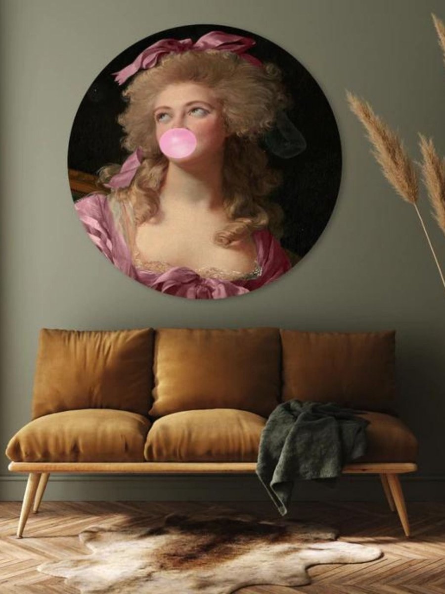 Bubble Gum Madame Mauve | Round Panel Art - Punk & Poodle