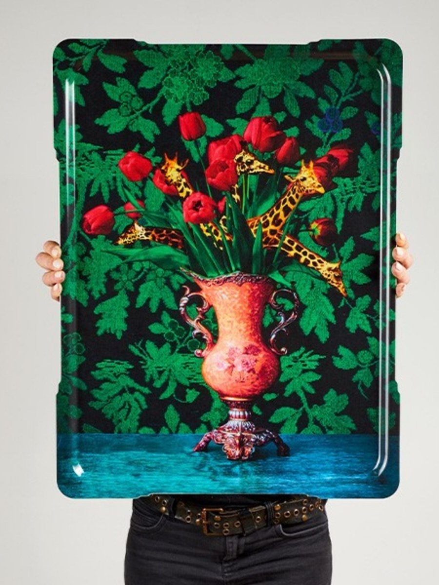 Gangzai Giraffes & Flowers 'Giraflore' Rectangular Serving Tray - Punk & Poodle