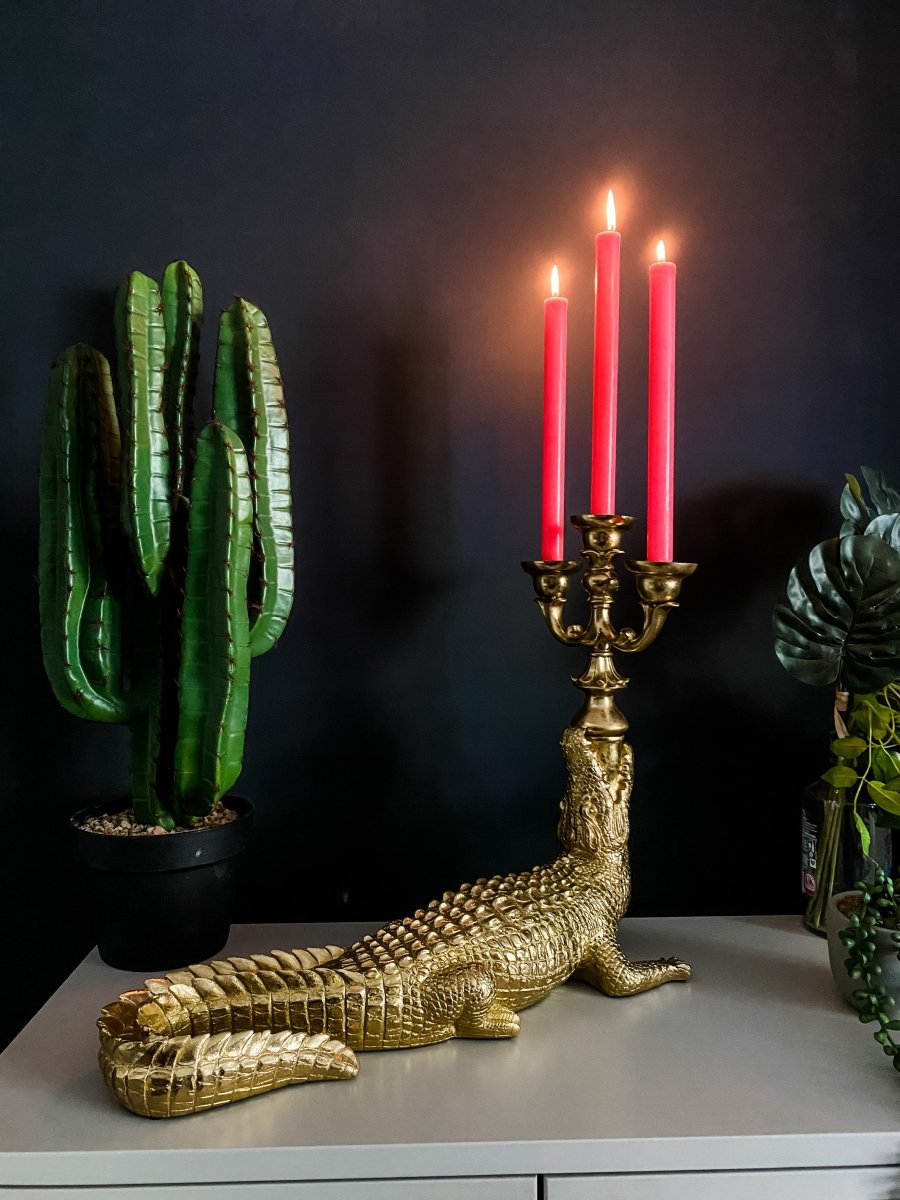 Gold Large Crocodile Candelabra - Punk & Poodle