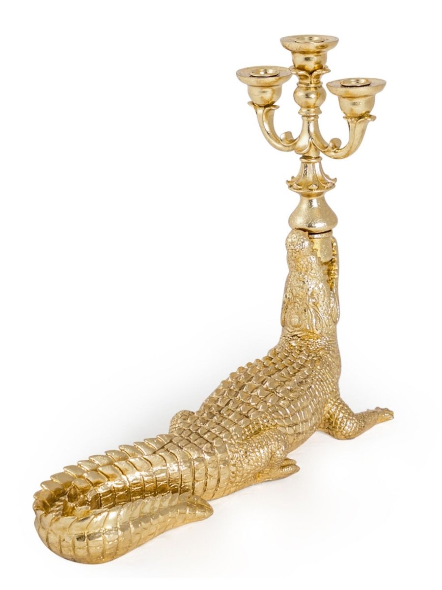 Gold Large Crocodile Candelabra - Punk & Poodle