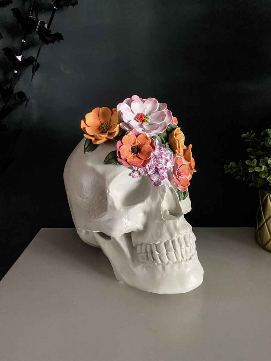 Large Flower Skull Ornament - Punk & Poodle