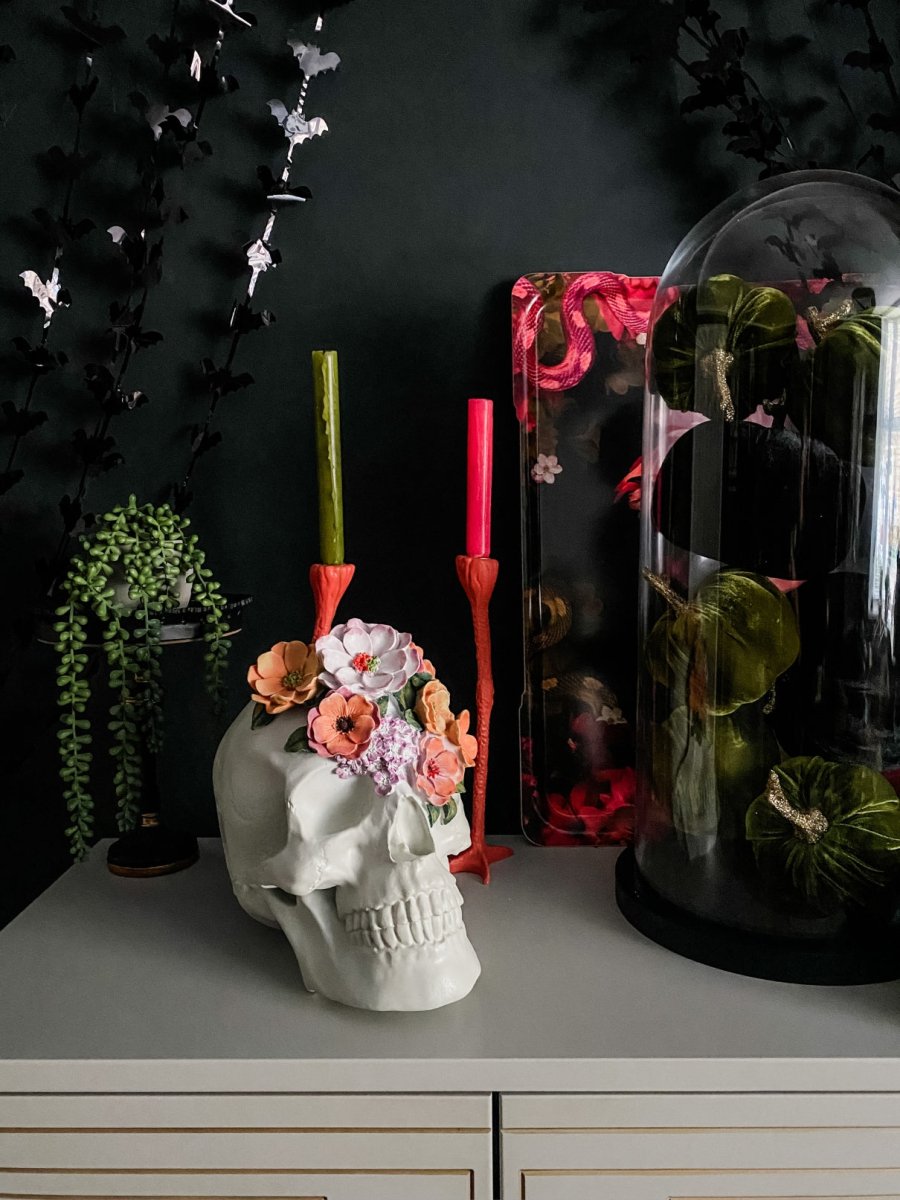 Large Flower Skull Ornament - Punk & Poodle