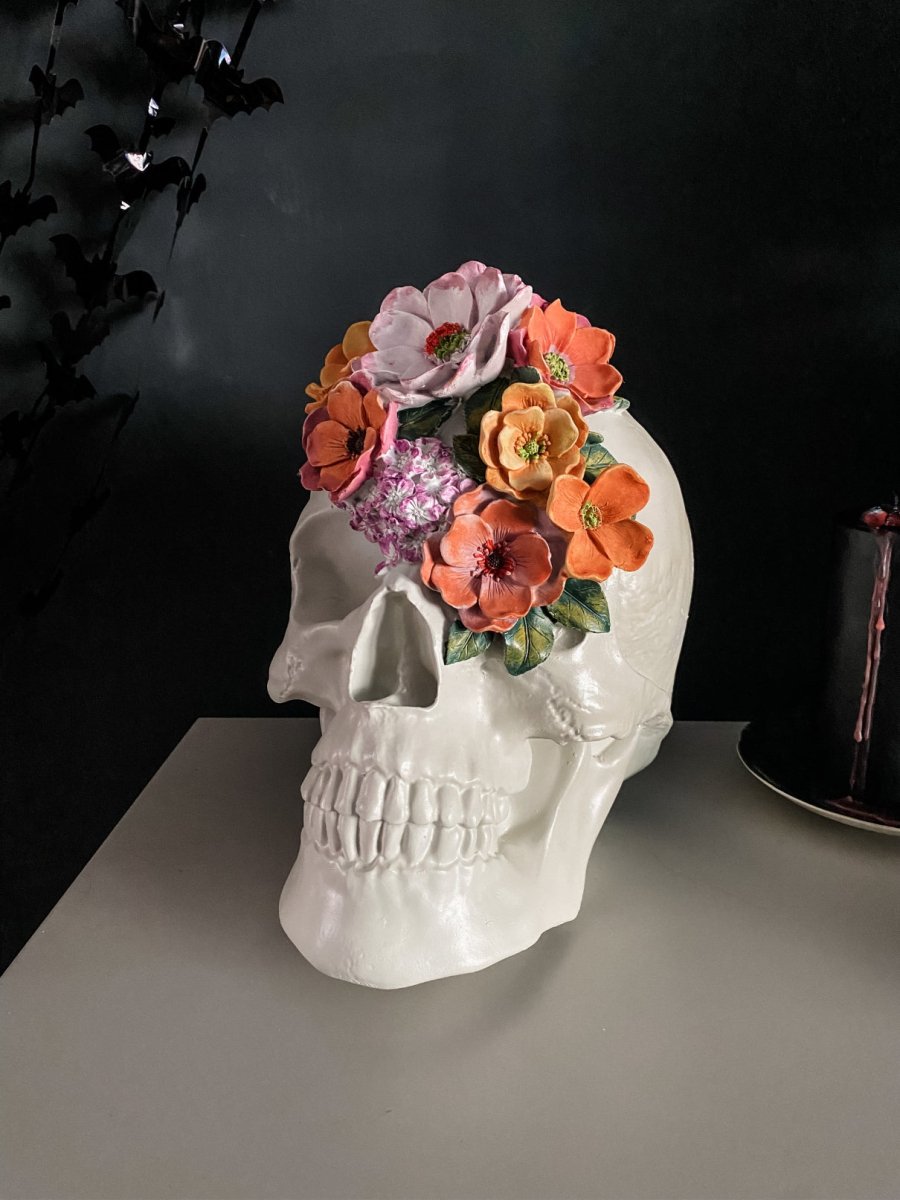 Large Flower Skull Ornament - Punk & Poodle