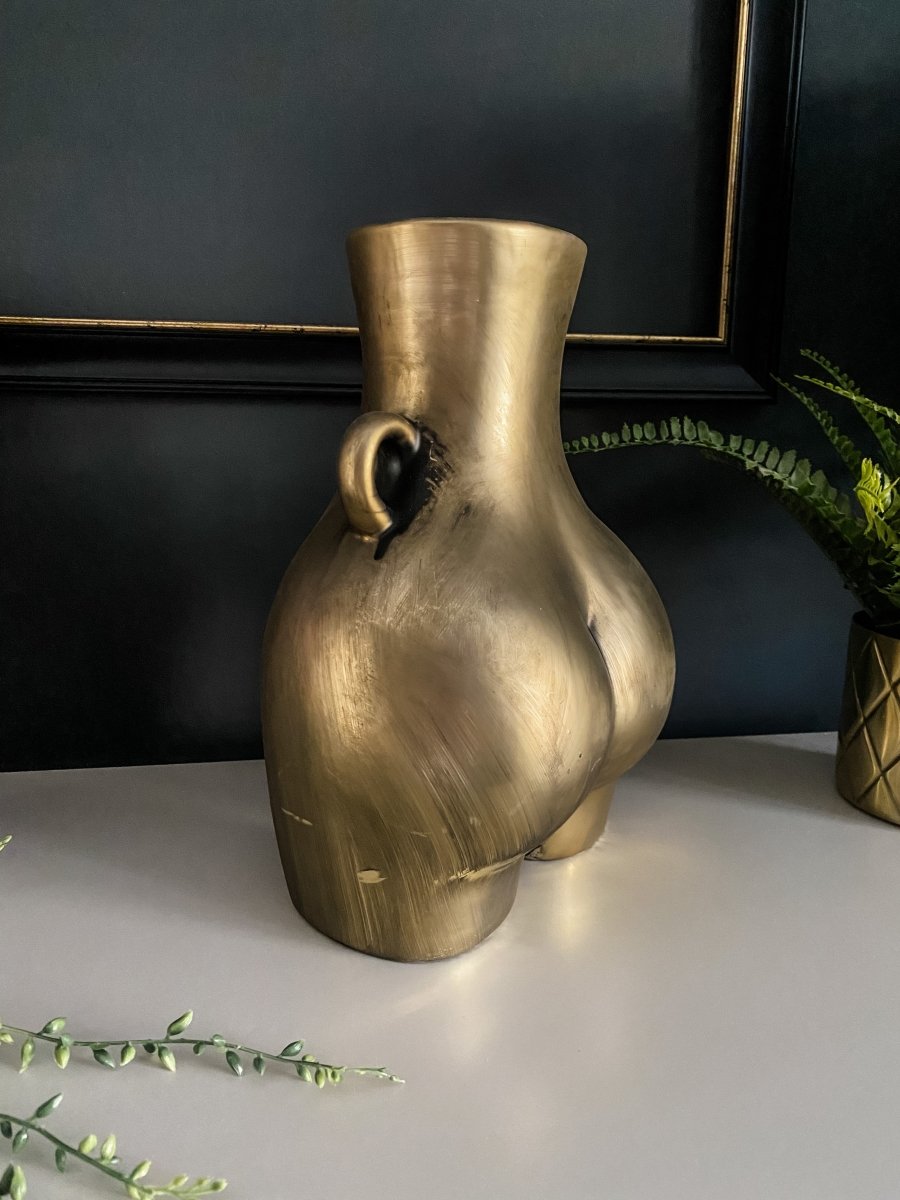 Large Love Handles Booty Vase | Antique Gold - Punk & Poodle