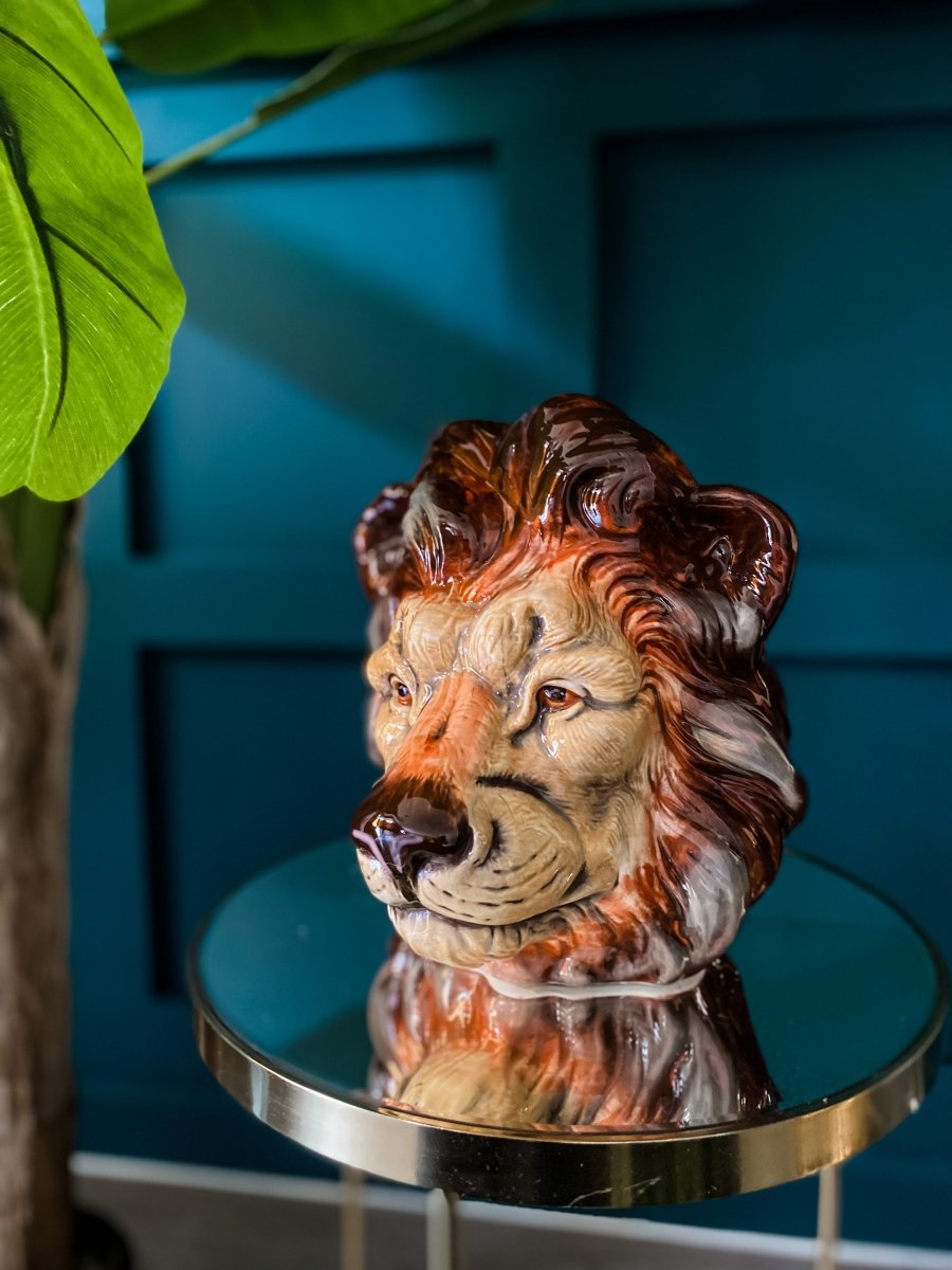 Lion Head Ceramic Planter Storage Jar - Punk & Poodle