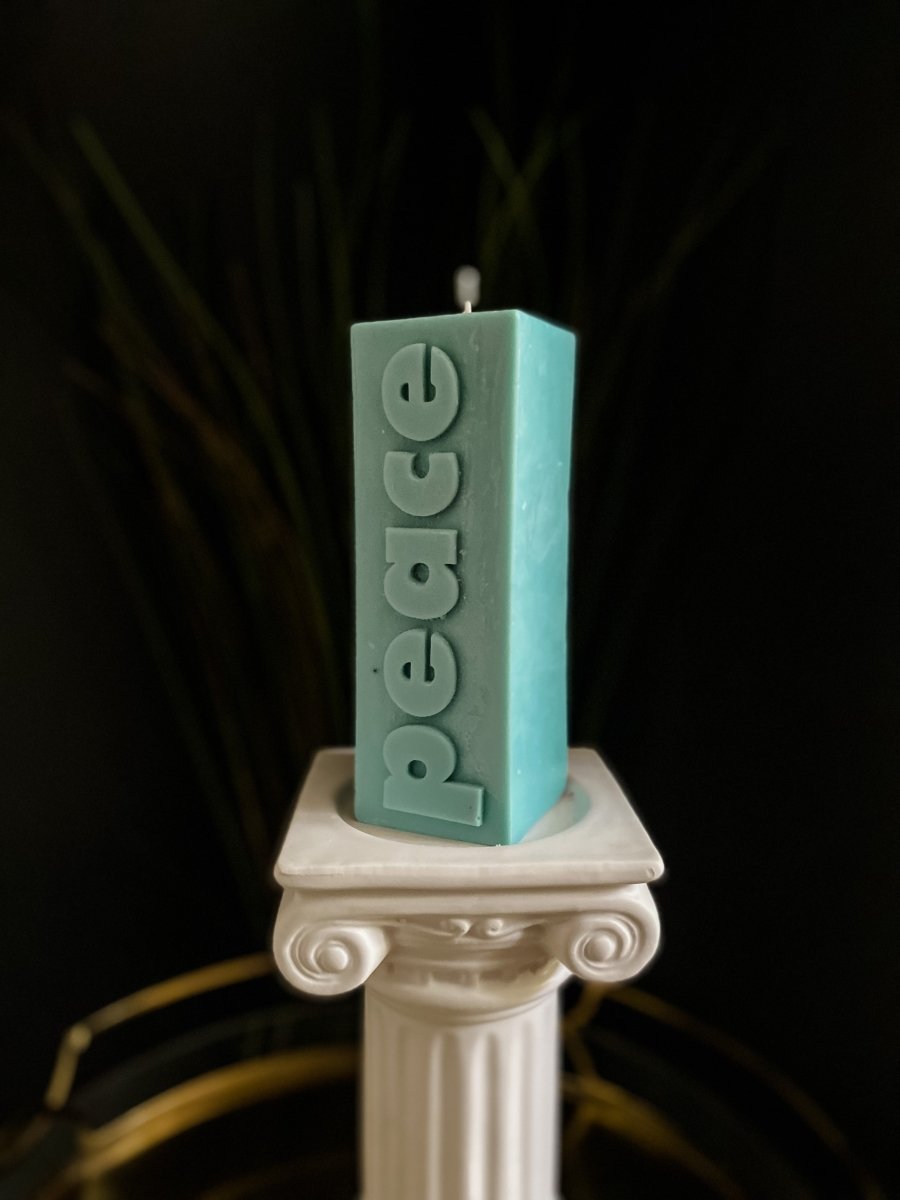 Mint Green PEACE Slogan Candle - Punk & Poodle