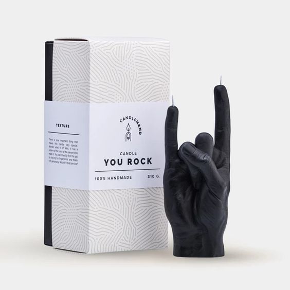 Rock On Hand Candle | Black - Punk & Poodle