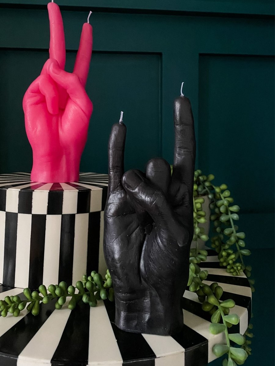 Rock On Hand Candle | Black - Punk & Poodle